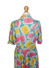 Load image into Gallery viewer, 1940s Blue, Pink, Yellow Seersucker Zip Front Dress

