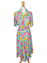 Load image into Gallery viewer, 1940s Blue, Pink, Yellow Seersucker Zip Front Dress
