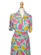 Load image into Gallery viewer, 1940s Blue, Pink, Yellow Seersucker Zip Front Dress
