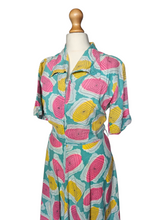 Load image into Gallery viewer, 1940s Blue, Pink, Yellow Seersucker Zip Front Dress
