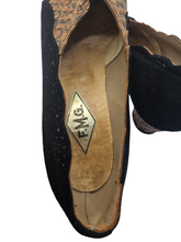 Load image into Gallery viewer, 1940s Black Suede and Brown Snakeskin Platform Court Shoes
