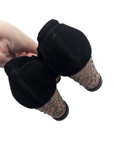 Load image into Gallery viewer, 1940s Black Suede and Brown Snakeskin Platform Court Shoes
