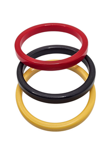 1940s Red, Yellow and Black Bakelite Bangle Set