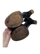 Load image into Gallery viewer, 1940s Black Suede Platform Heel Sandals
