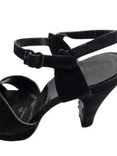 Load image into Gallery viewer, 1940s Black Suede Platform Heel Sandals
