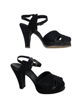Load image into Gallery viewer, 1940s Black Suede Platform Heel Sandals
