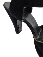 Load image into Gallery viewer, 1940s Black Suede Platform Heel Sandals
