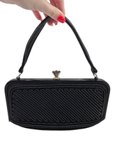 Load image into Gallery viewer, Late 1940s Black Telephone Cord Box Bag
