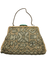 Load image into Gallery viewer, 1920s/1930s Rare Deco Cream and Green Tapestry Bag
