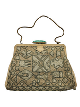 Load image into Gallery viewer, 1920s/1930s Rare Deco Cream and Green Tapestry Bag
