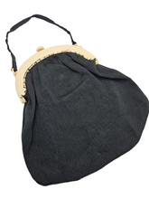 Load image into Gallery viewer, 1920s/1930s Deco Black Fabric Bag with Cream Celluloid Frame
