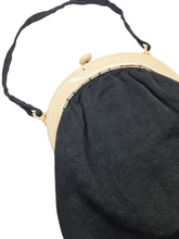 Load image into Gallery viewer, 1920s/1930s Deco Black Fabric Bag with Cream Celluloid Frame
