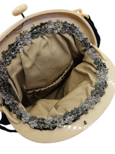Load image into Gallery viewer, 1920s/1930s Deco Black Fabric Bag with Cream Celluloid Frame
