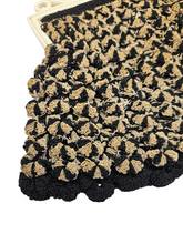 Load image into Gallery viewer, 1930s Black, Gold and Cream Crochet Bag
