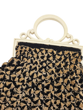 Load image into Gallery viewer, 1930s Black, Gold and Cream Crochet Bag
