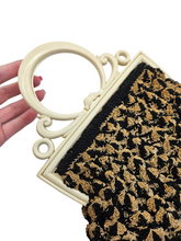Load image into Gallery viewer, 1930s Black, Gold and Cream Crochet Bag
