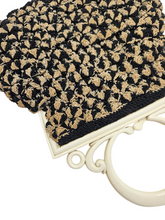 Load image into Gallery viewer, 1930s Black, Gold and Cream Crochet Bag
