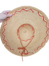 Load image into Gallery viewer, 1940s Huge Straw for With Red Trim
