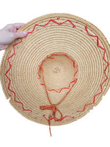 1940s Huge Straw for With Red Trim