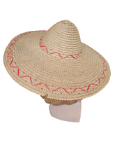 Load image into Gallery viewer, 1940s Huge Straw for With Red Trim
