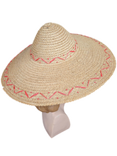 Load image into Gallery viewer, 1940s Huge Straw for With Red Trim
