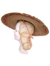 Load image into Gallery viewer, 1940s Huge Straw for With Red Trim
