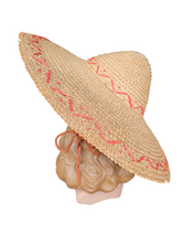 Load image into Gallery viewer, 1940s Huge Straw for With Red Trim
