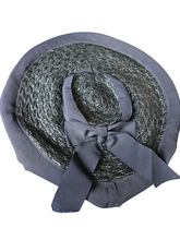 Load image into Gallery viewer, 1940s Navy Blue Huge Halo Raffia/Straw Hat
