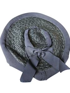 1940s Navy Blue Huge Halo Raffia/Straw Hat