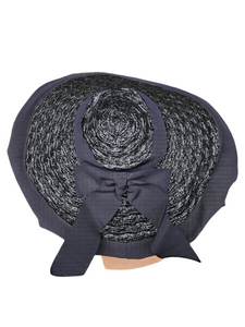 1940s Navy Blue Huge Halo Raffia/Straw Hat