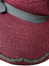 Load image into Gallery viewer, 1940s Dark Dusky Pink and Duck Egg Blue Huge Fedora Straw/Raffia Hat
