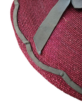 Load image into Gallery viewer, 1940s Dark Dusky Pink and Duck Egg Blue Huge Fedora Straw/Raffia Hat
