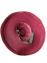 Load image into Gallery viewer, 1940s Dark Dusky Pink and Duck Egg Blue Huge Fedora Straw/Raffia Hat
