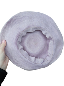 1940s Lilac Straw/Raffia Hat With Flowers