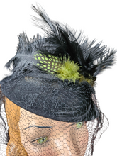 Load image into Gallery viewer, 1940s Black New York Creation Hat With Green Feathers
