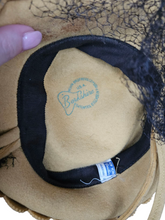 Load image into Gallery viewer, Late 1940s Yellow Felt Tilt Hat With Netting
