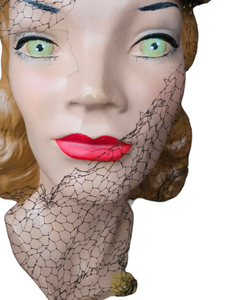 Late 1940s Yellow Felt Tilt Hat With Netting
