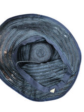 Load image into Gallery viewer, 1940s Navy Blue Raffia Tilt Hat With Wood Rings
