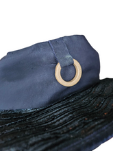 Load image into Gallery viewer, 1940s Navy Blue Raffia Tilt Hat With Wood Rings
