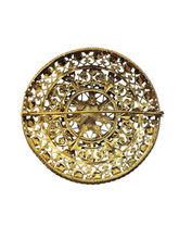Load image into Gallery viewer, 1930s HUGE Czech Orange Glass Filigree Dome Brooch
