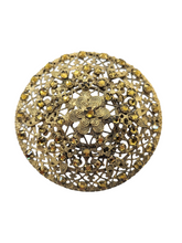Load image into Gallery viewer, 1930s HUGE Czech Orange Glass Filigree Dome Brooch
