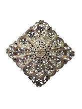 Load image into Gallery viewer, 1930s Mega Czech Green Glass Filigree Brooch
