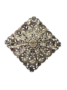 1930s Mega Czech Green Glass Filigree Brooch