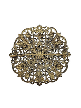 Load image into Gallery viewer, 1930s Czech Huge Green Glass Filigree Brooch
