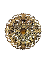 Load image into Gallery viewer, 1930s Czech Brown Glass Filigree Brooch
