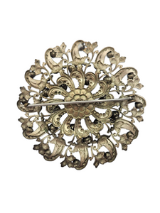 1930s Czech Filigree Huge Red Glass Brooch