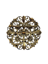 Load image into Gallery viewer, 1930s Huge Purple, Green, Orange and Brown Czech Glass Filigree Brooch
