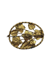 1930s Czech Bright Glass and Enamel Multicoloured Flower Leaf Brooch
