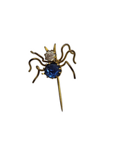 Load image into Gallery viewer, 1930s Deco Blue Glass Spider Stick Pin
