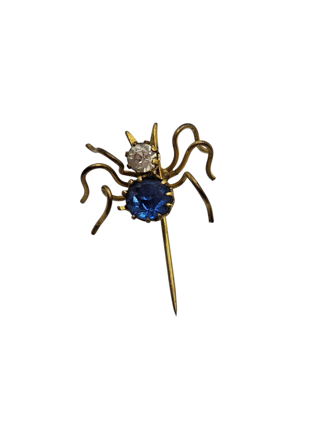 1930s Deco Blue Glass Spider Stick Pin